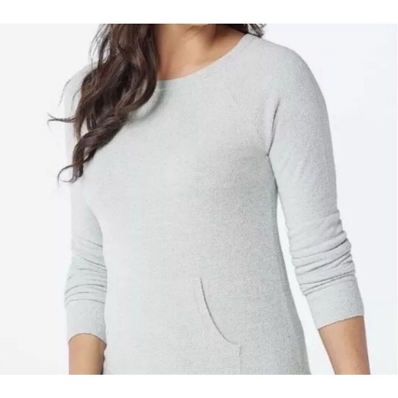 Barefoot dreams cozy chic Lite kangaroo front pocket light grey sz L - Picture 1 of 16